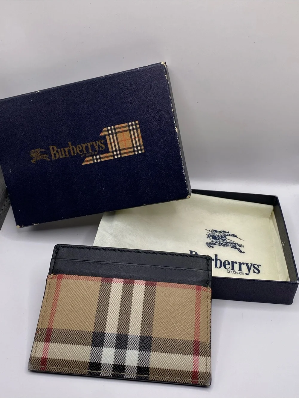 Burberry Black & Beige Vintage Check Card Holder